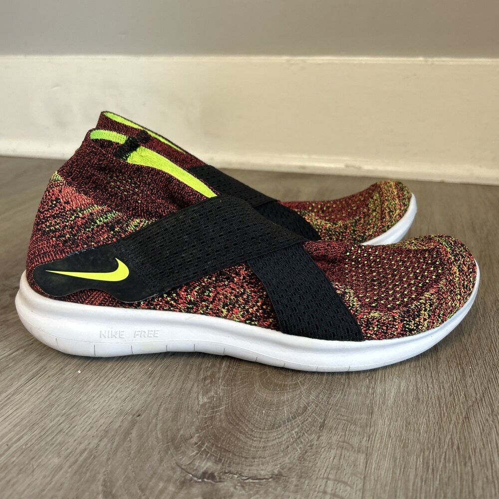 Nike Free RN Motion Flyknit Shoes Womens 7.5 Red Road Running Athletic Sneakers